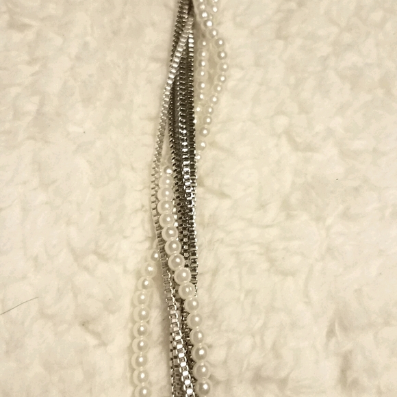 vintage multi-layered bead and silver necklace